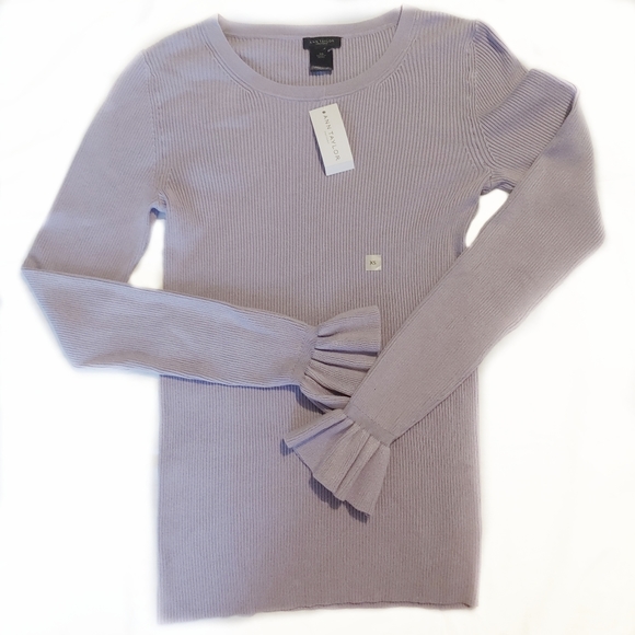 Ann Taylor Factory purple ribbed sweater - Picture 2 of 4